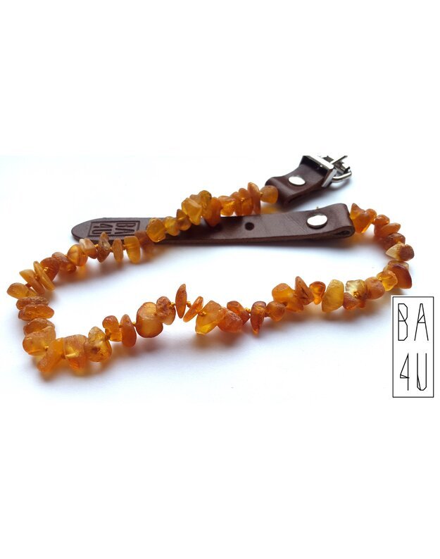LC series: Baltic Amber collars with leather fixings